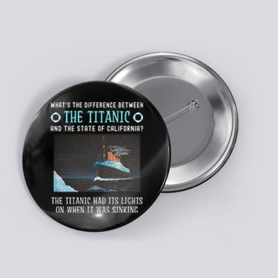 Funny California Energy Crisis Titanic Conservative Button