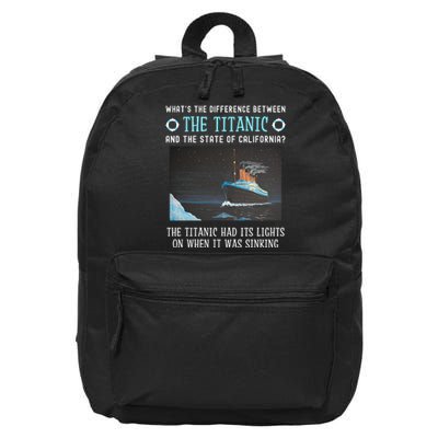 Funny California Energy Crisis Titanic Conservative 16 in Basic Backpack