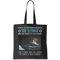 Funny California Energy Crisis Titanic Conservative Tote Bag