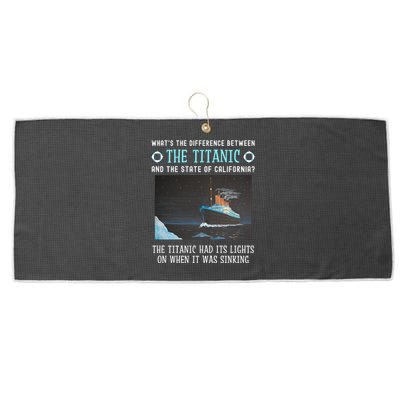 Funny California Energy Crisis Titanic Conservative Large Microfiber Waffle Golf Towel