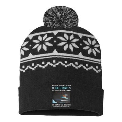 Funny California Energy Crisis Titanic Conservative USA-Made Snowflake Beanie