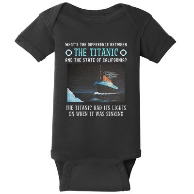 Funny California Energy Crisis Titanic Conservative Baby Bodysuit