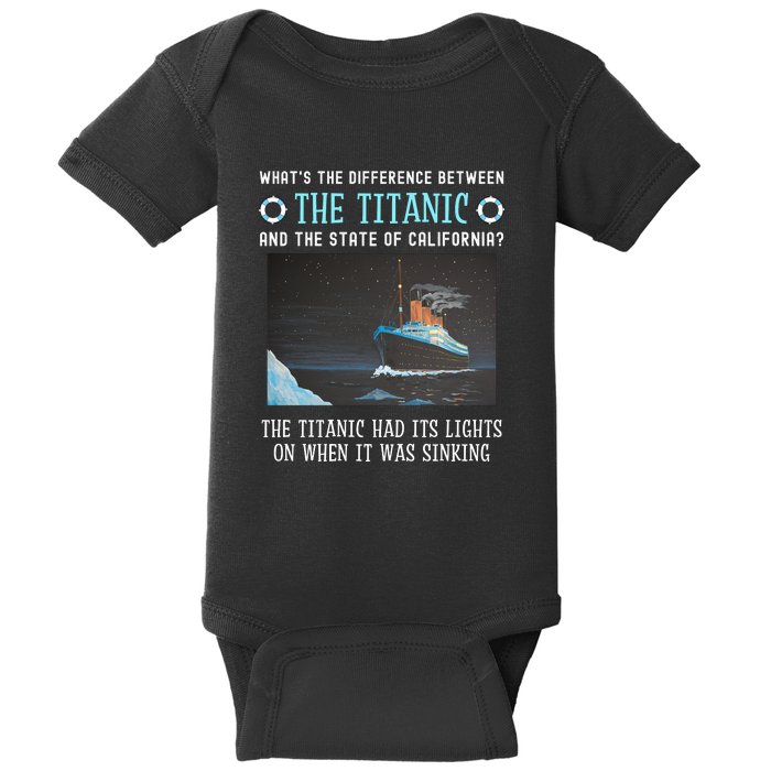 Funny California Energy Crisis Titanic Conservative Baby Bodysuit