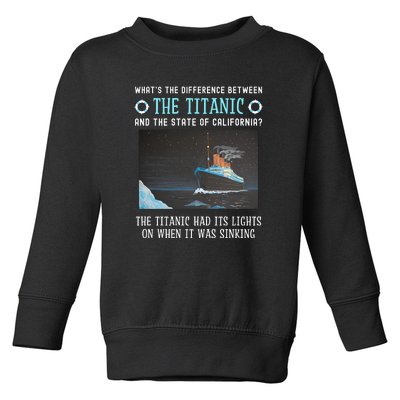 Funny California Energy Crisis Titanic Conservative Toddler Sweatshirt