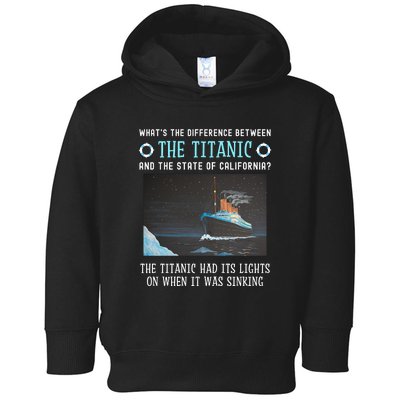 Funny California Energy Crisis Titanic Conservative Toddler Hoodie