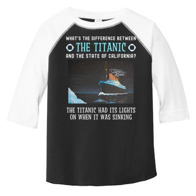 Funny California Energy Crisis Titanic Conservative Toddler Fine Jersey T-Shirt