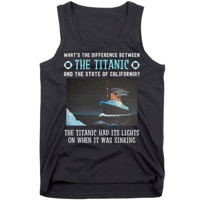 Funny California Energy Crisis Titanic Conservative Tank Top