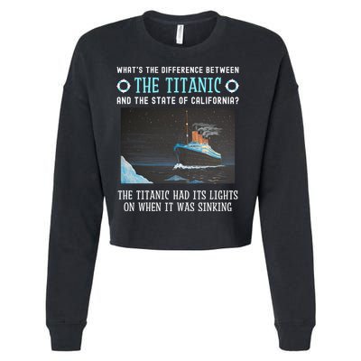 Funny California Energy Crisis Titanic Conservative Cropped Pullover Crew