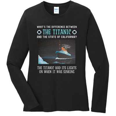 Funny California Energy Crisis Titanic Conservative Ladies Long Sleeve Shirt