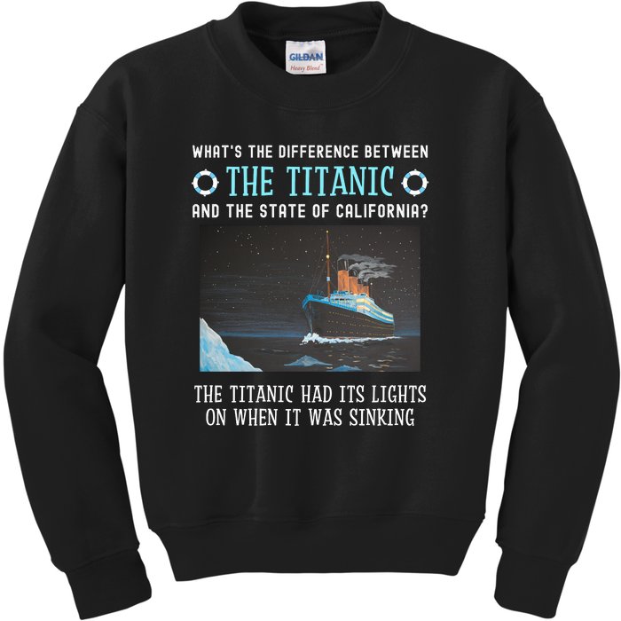 Funny California Energy Crisis Titanic Conservative Kids Sweatshirt