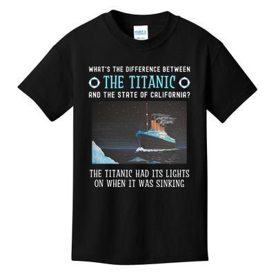 Funny California Energy Crisis Titanic Conservative Kids T-Shirt