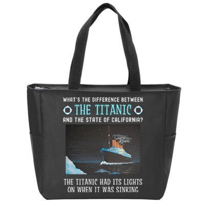 Funny California Energy Crisis Titanic Conservative Zip Tote Bag