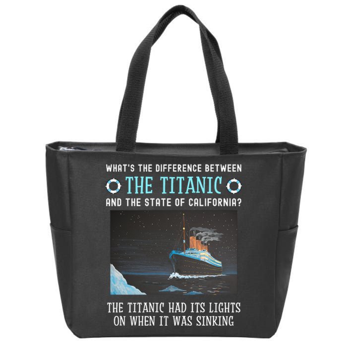 Funny California Energy Crisis Titanic Conservative Zip Tote Bag