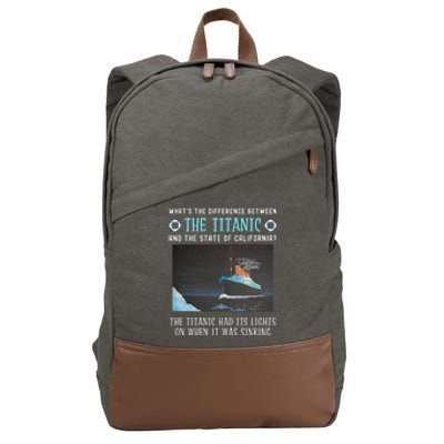 Funny California Energy Crisis Titanic Conservative Cotton Canvas Backpack