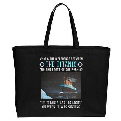 Funny California Energy Crisis Titanic Conservative Cotton Canvas Jumbo Tote