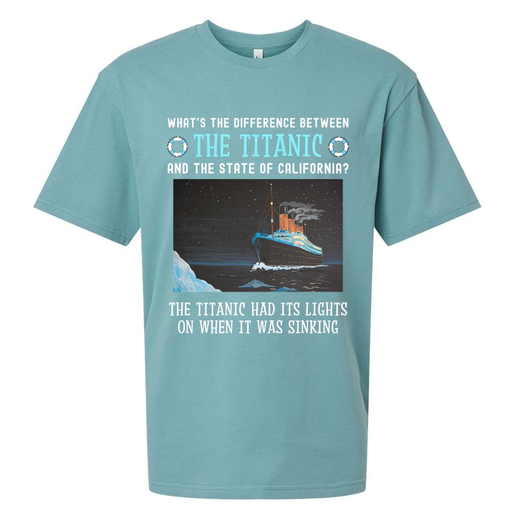 Funny California Energy Crisis Titanic Conservative Sueded Cloud Jersey T-Shirt
