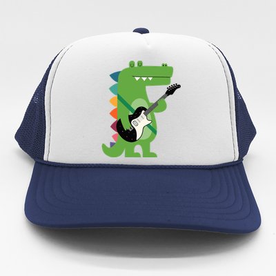 Funny Crocodile Electric Guitar Crocorock Guitarist Musician Premium Trucker Hat