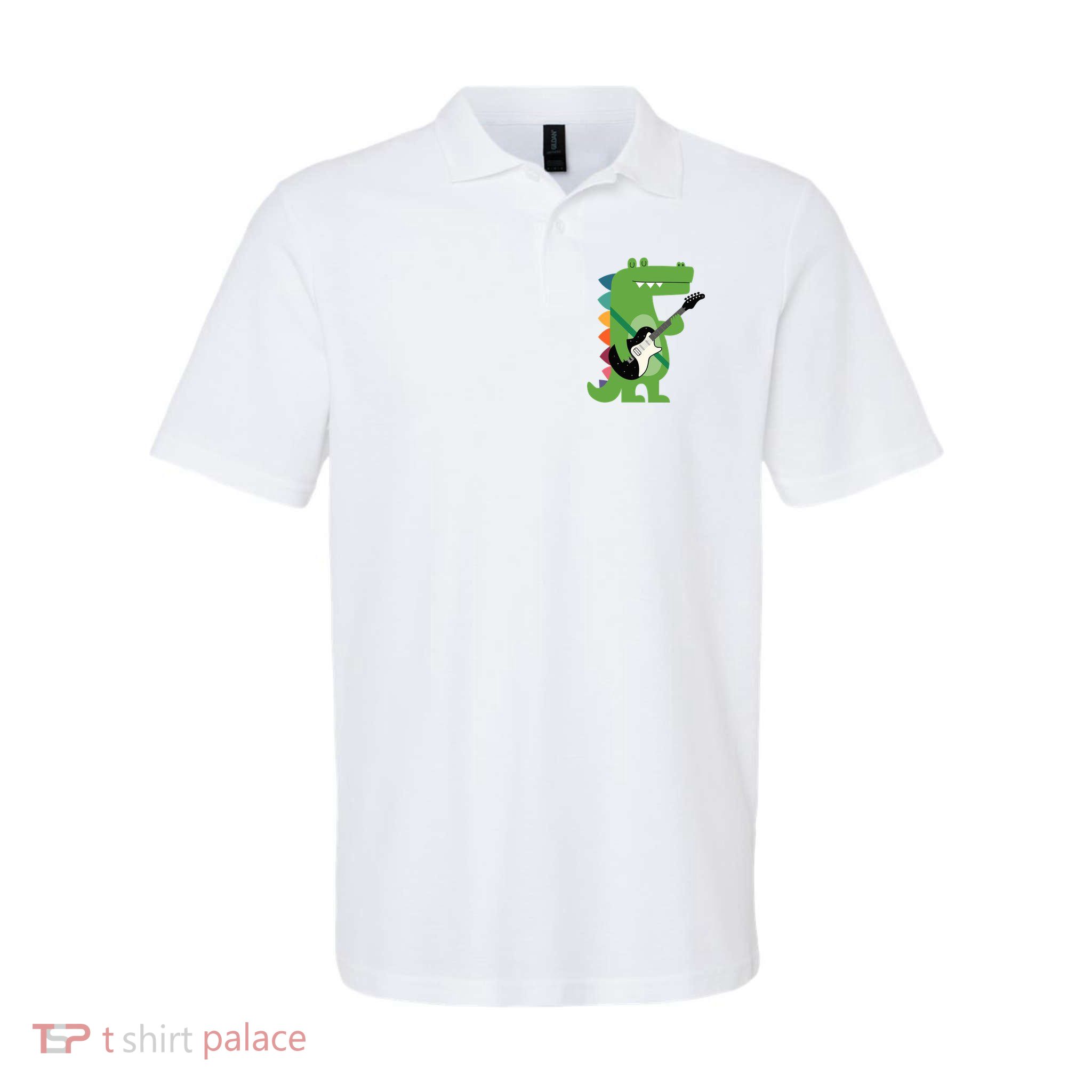 Funny Crocodile Electric Guitar Crocorock Guitarist Musician Premium Softstyle Adult Sport Polo