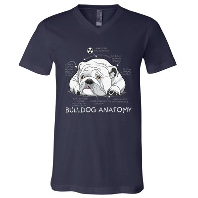 Funny Cute English Bulldog Anatomy Dog Biology Gift V-Neck T-Shirt