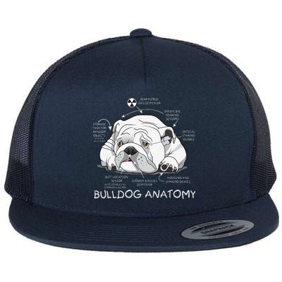 Funny Cute English Bulldog Anatomy Dog Biology Gift Flat Bill Trucker Hat