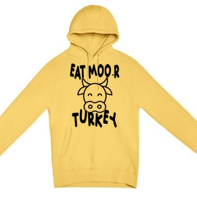 Funny Cow Eat More Turkey Thanksgiving Premium Pullover Hoodie