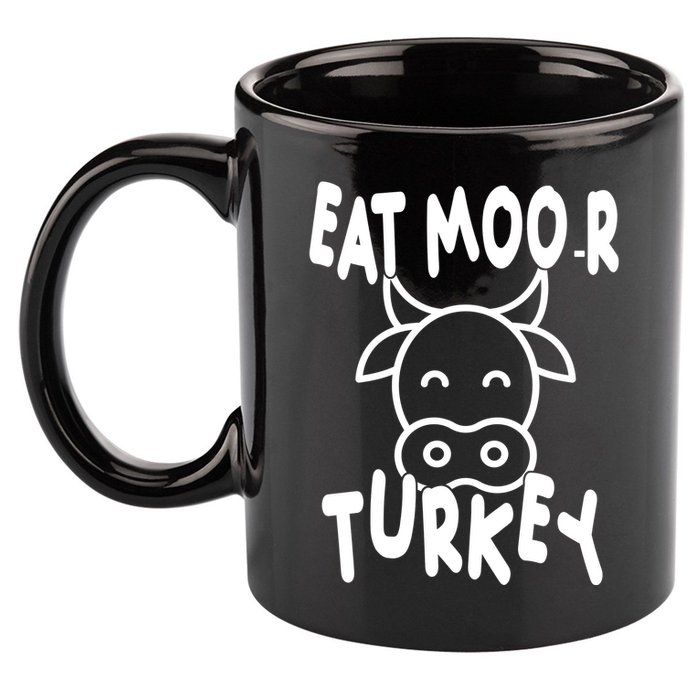 Funny Cow Eat More Turkey Thanksgiving 11oz C Handle Ceramic Mug