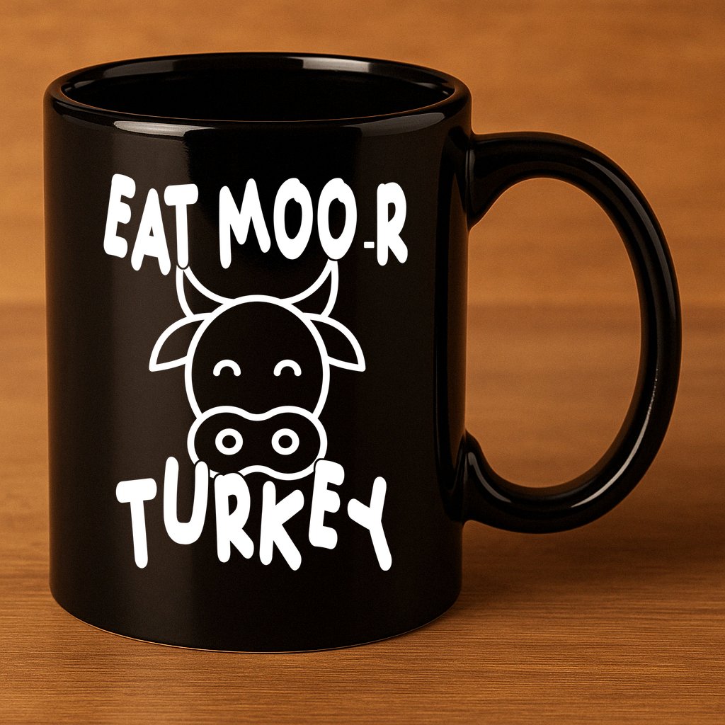 Funny Cow Eat More Turkey Thanksgiving 11oz C Handle Ceramic Mug