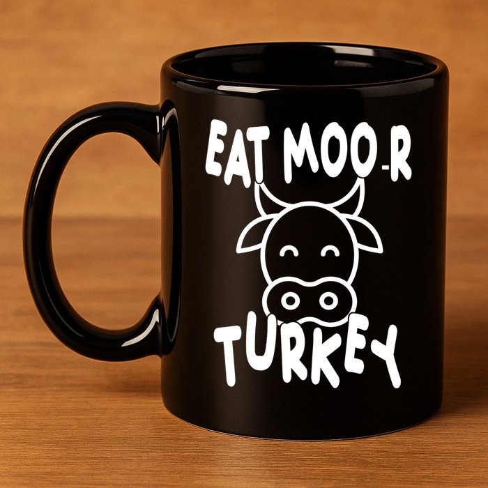 Funny Cow Eat More Turkey Thanksgiving 11oz C Handle Ceramic Mug