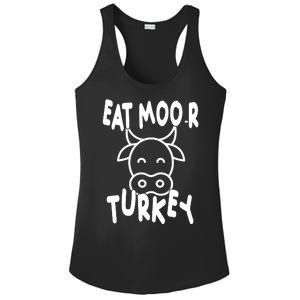 Funny Cow Eat More Turkey Thanksgiving Ladies PosiCharge Competitor Racerback Tank