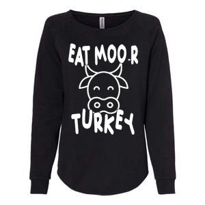 Funny Cow Eat More Turkey Thanksgiving Womens California Wash Sweatshirt