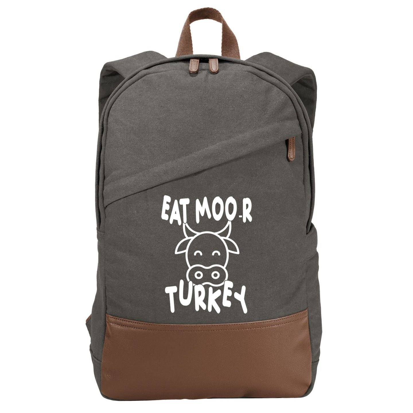 Funny Cow Eat More Turkey Thanksgiving Cotton Canvas Backpack