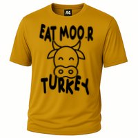 Funny Cow Eat More Turkey Thanksgiving Cooling Performance Crew T-Shirt