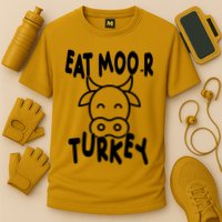 Funny Cow Eat More Turkey Thanksgiving Cooling Performance Crew T-Shirt