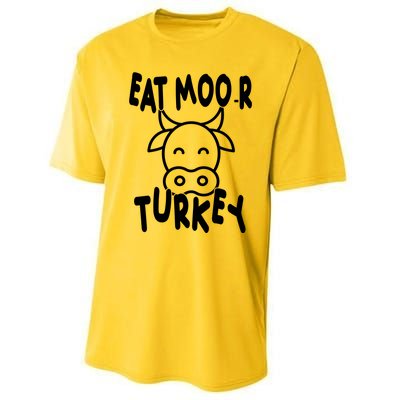 Funny Cow Eat More Turkey Thanksgiving Performance Sprint T-Shirt