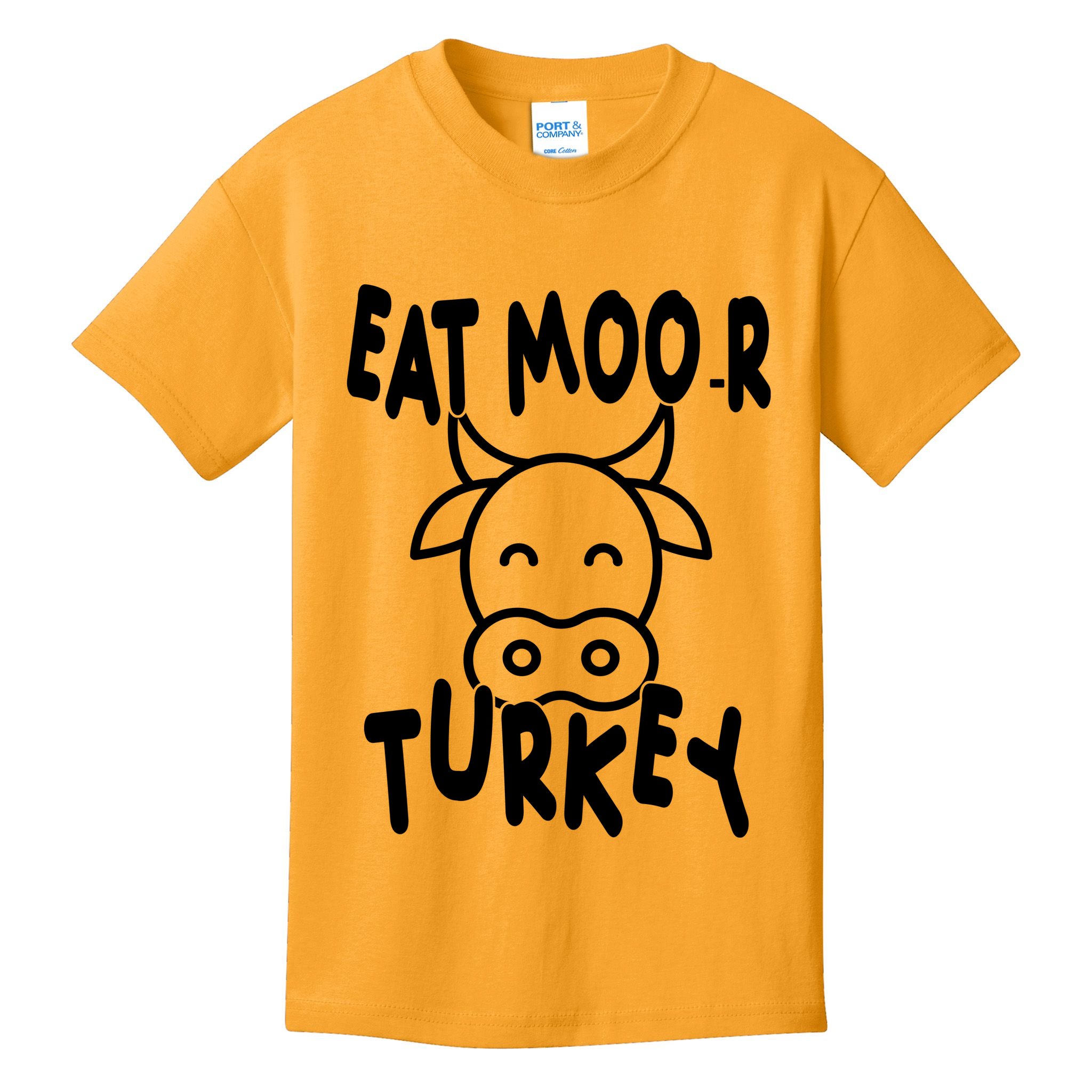 Funny Cow Eat More Turkey Thanksgiving Kids T-Shirt