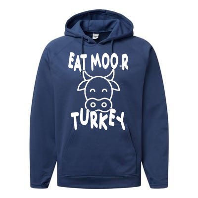 Funny Cow Eat More Turkey Thanksgiving Performance Fleece Hoodie