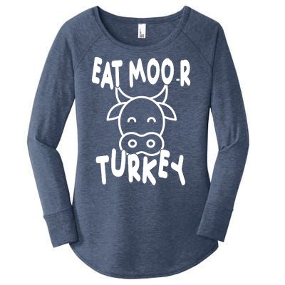 Funny Cow Eat More Turkey Thanksgiving Women's Perfect Tri Tunic Long Sleeve Shirt