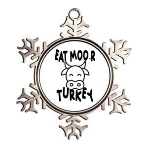 Funny Cow Eat More Turkey Thanksgiving Metallic Star Ornament