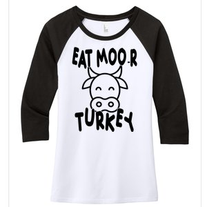 Funny Cow Eat More Turkey Thanksgiving Women's Tri-Blend 3/4-Sleeve Raglan Shirt