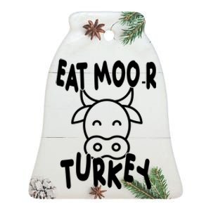 Funny Cow Eat More Turkey Thanksgiving Ceramic Bell Ornament