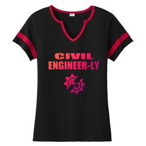 Funny Civil Engineer Student Nearly Engineer Major Pun Cool Gift Ladies Halftime Notch Neck Tee