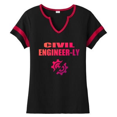 Funny Civil Engineer Student Nearly Engineer Major Pun Cool Gift Ladies Halftime Notch Neck Tee