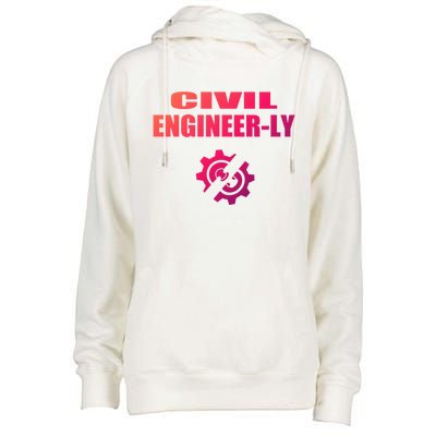 Funny Civil Engineer Student Nearly Engineer Major Pun Cool Gift Womens Funnel Neck Pullover Hood