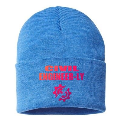 Funny Civil Engineer Student Nearly Engineer Major Pun Cool Gift Sustainable Knit Beanie