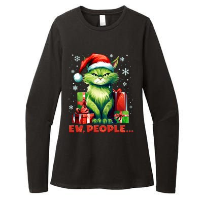 Funny Cat Ew People Christmas Xmas Santa Gift Womens CVC Long Sleeve Shirt