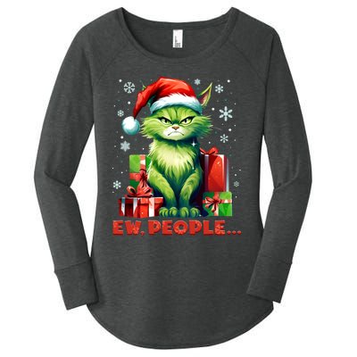 Funny Cat Ew People Christmas Xmas Santa Gift Women's Perfect Tri Tunic Long Sleeve Shirt