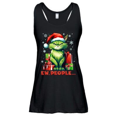 Funny Cat Ew People Christmas Xmas Santa Gift Ladies Essential Flowy Tank