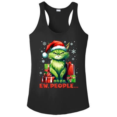 Funny Cat Ew People Christmas Xmas Santa Gift Ladies PosiCharge Competitor Racerback Tank