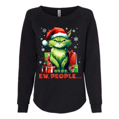 Funny Cat Ew People Christmas Xmas Santa Gift Womens California Wash Sweatshirt