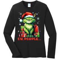 Funny Cat Ew People Christmas Xmas Santa Gift Ladies Long Sleeve Shirt